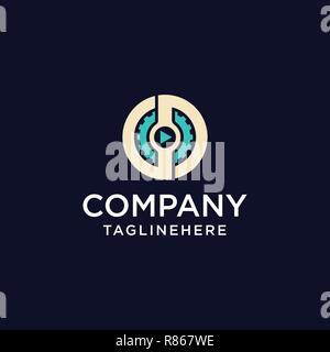 Gear play logo, industry and technology logo Stock Vector