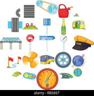 Autobahn icons set, isometric style Stock Vector