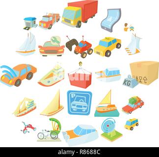 Various transportation icons set, isometric style Stock Vector