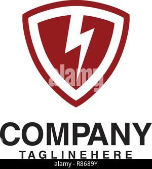 Lightning shield logo Stock Vector