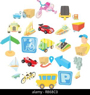 Fast driving icons set, isometric style Stock Vector