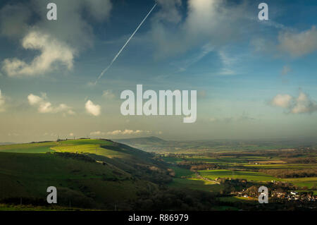 Looking West along the South Downs Way from The Devil's Dyke, Sussex, UK Stock Photo