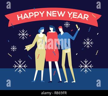 Happy new year 2019 - flat design style illustration Stock Vector