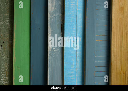 colored wood strips - wood background - closeup Stock Photo
