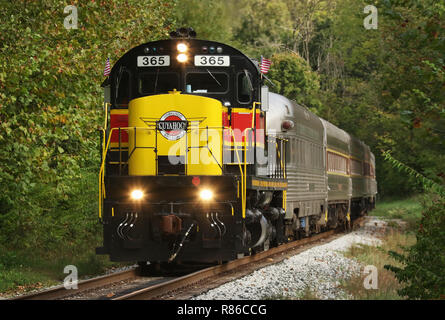 Diesel locomotive ALCOA C420 number CVSR 365. Operated as special event on the Cuyahoga Valley Scenic Railroad. Brecksville Station, Cuyahoga Valley N Stock Photo