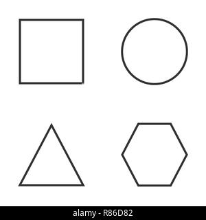 Basic geometric shapes icon set. Vector illustration, flat design. Stock Vector