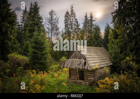 Shepherd's huts at Podokolne, Jurgow, Poland Stock Photo
