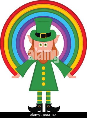 Irish elf with a rainbow Stock Vector