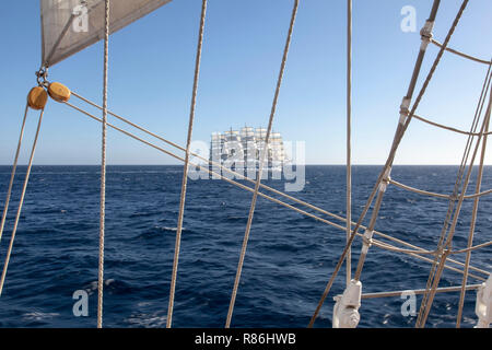 Royal Clipper from Star Clipper Strait of Bonafaccio Stock Photo