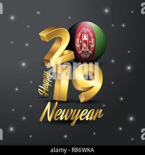 2019 Happy New Year Afghanistan Flag Typography. Abstract Celebration ...