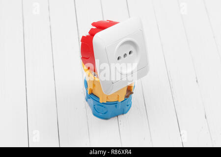 repair of electrical installation in the house Stock Photo