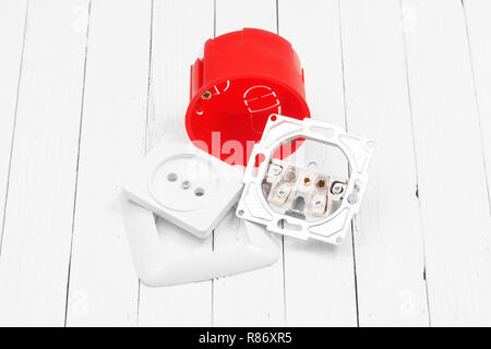 repair of electrical installation in the house Stock Photo