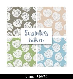 Seamless leaves pattern repeating tiles backdrop background Stock Vector