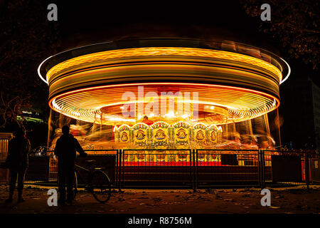 Merry go round on London Southbank near to Charing Cross christmas market Stock Photo