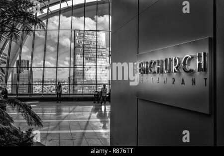 Fenchurch Restaurant in the London Skygarden at the top of the Walkie Talkie building Stock Photo