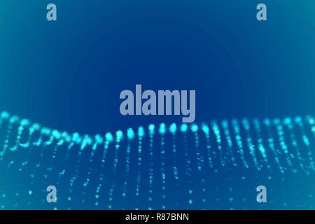 Digital landscape or sound waves visualization. Big data concept. Stock Vector