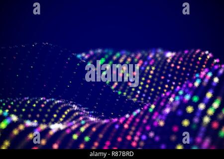 Digital landscape or sound waves visualization. Big data concept. Stock Vector
