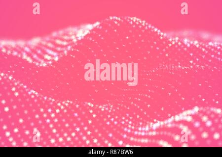 Digital landscape or sound waves visualization. Big data concept. Stock Vector