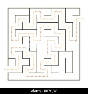 Simple perfect maze with path solution Stock Vector