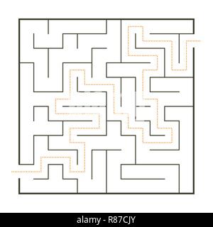 Simple perfect maze with path solution Stock Vector