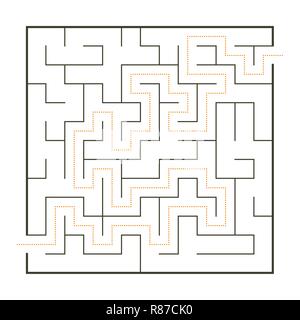 Simple perfect maze with path solution Stock Vector