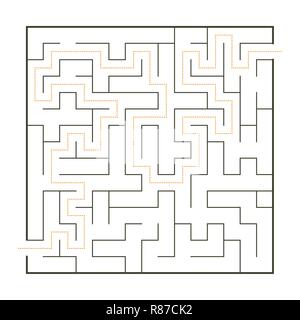 Simple perfect maze with path solution Stock Vector
