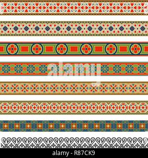 Big set of decorative seamless ornamental border Stock Vector