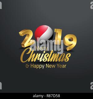 Principality of Sealand Flag 2019 Merry Christmas Typography. New Year Abstract Celebration background Stock Vector