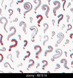 Question mark Seamless pattern.. Doodle style. Collection of icons and signs Why. Engraved hand drawn sketch. Abstract vector. Stock Vector