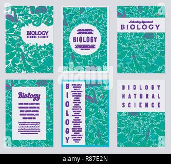 Set of Biology cards. Science templates and banners. Poster for book, print or web site. Biochemistry Research. Medicine in school. Education and Science. engraved hand drawn in sketch vintage style. Stock Vector