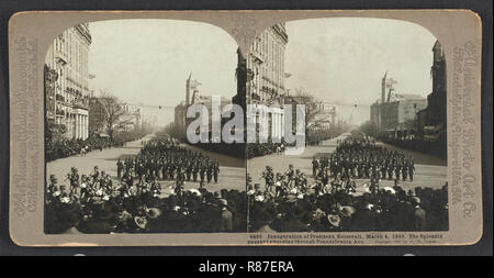 Inauguration Parade of President Theodore Roosevelt, Pennsylvania Avenue, Washington DC, USA, Stereo Card, C. H. Graves, Universal Photo Art Co., March 4, 1905 Stock Photo