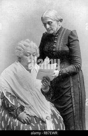Elizabeth Cady Stanton (1815-1902), Seated, and Susan B. Anthony (1820-1906), Standing, three-quarter length Portrait, 1900 Stock Photo