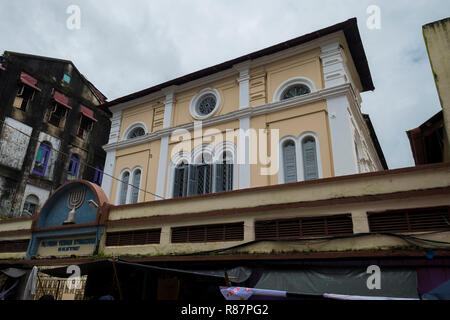 The facade of the Musmeah Yeshua Synagogue in Yangon, Myanmar. Stock Photo