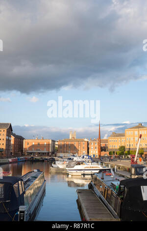 Elevated view of the Victoria Basin of Gloucester Docks marina Stock Photo