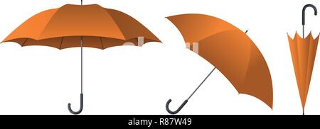 Orange umbrella vector illustration isolated on white background Stock Vector