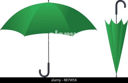 Green umbrella vector illustration isolated on white background Stock Vector