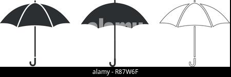 Three umbrella icons in different style Stock Vector