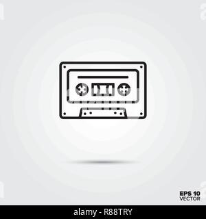 Audio cassette line icon vector illustration. Media and entertainment symbol. Stock Vector