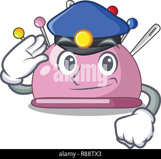 Police wicker basket on a pincushion cartoon Stock Vector