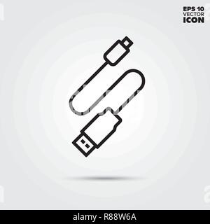 Device connector cable line icon. Electronic component vector symbol. Stock Vector