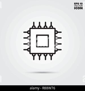 Microprocessor line icon. Electronic component vector symbol. Stock Vector