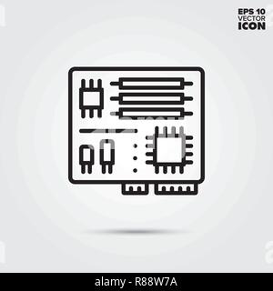 Computer motherboard line icon. Electronic component vector symbol. Stock Vector