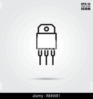 Transistor line icon. Electronic component vector symbol. Stock Vector