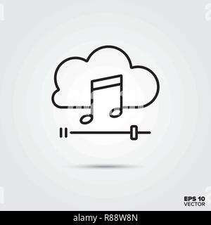 Music stream icon line cloud. Isolated symbol online education