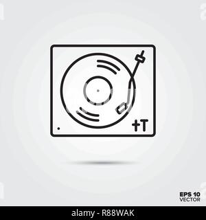 Turntable line icon vector illustration. Media and entertainment symbol. Stock Vector