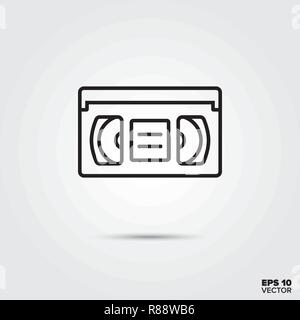 Video cassette line icon vector illustration. Media and entertainment symbol. Stock Vector