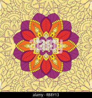 Doodles mandala seamless pattern, floral elements, decorative ornament. Repeat pattern background. Arab, Asian, ottoman motifs. Hand drawn vector illustration Stock Vector