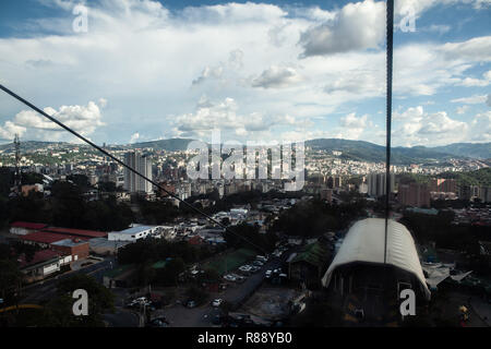 Teleferico cable car station and downtown Caracas cityscape, Venezuela, South America Stock Photo