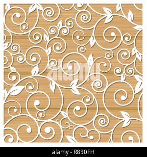 Laser cutting of stencils for decorative art. Background template For cards, invitations and presentations. Flower pattern illustration Stock Vector