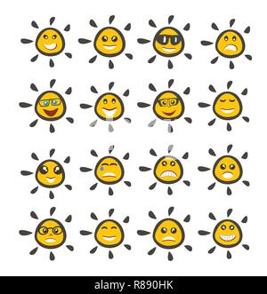 Emoji emoticon expression icons in style sun face symbols graphics Stock Vector